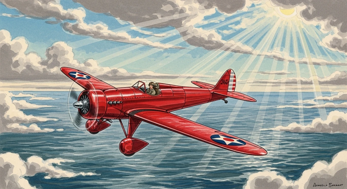 Amelia flying across Atlantic