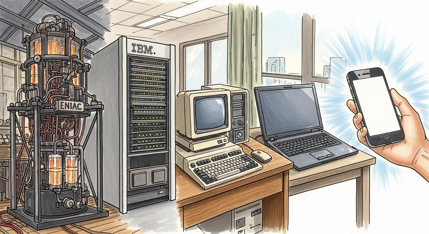 Evolution from room computers to smartphones