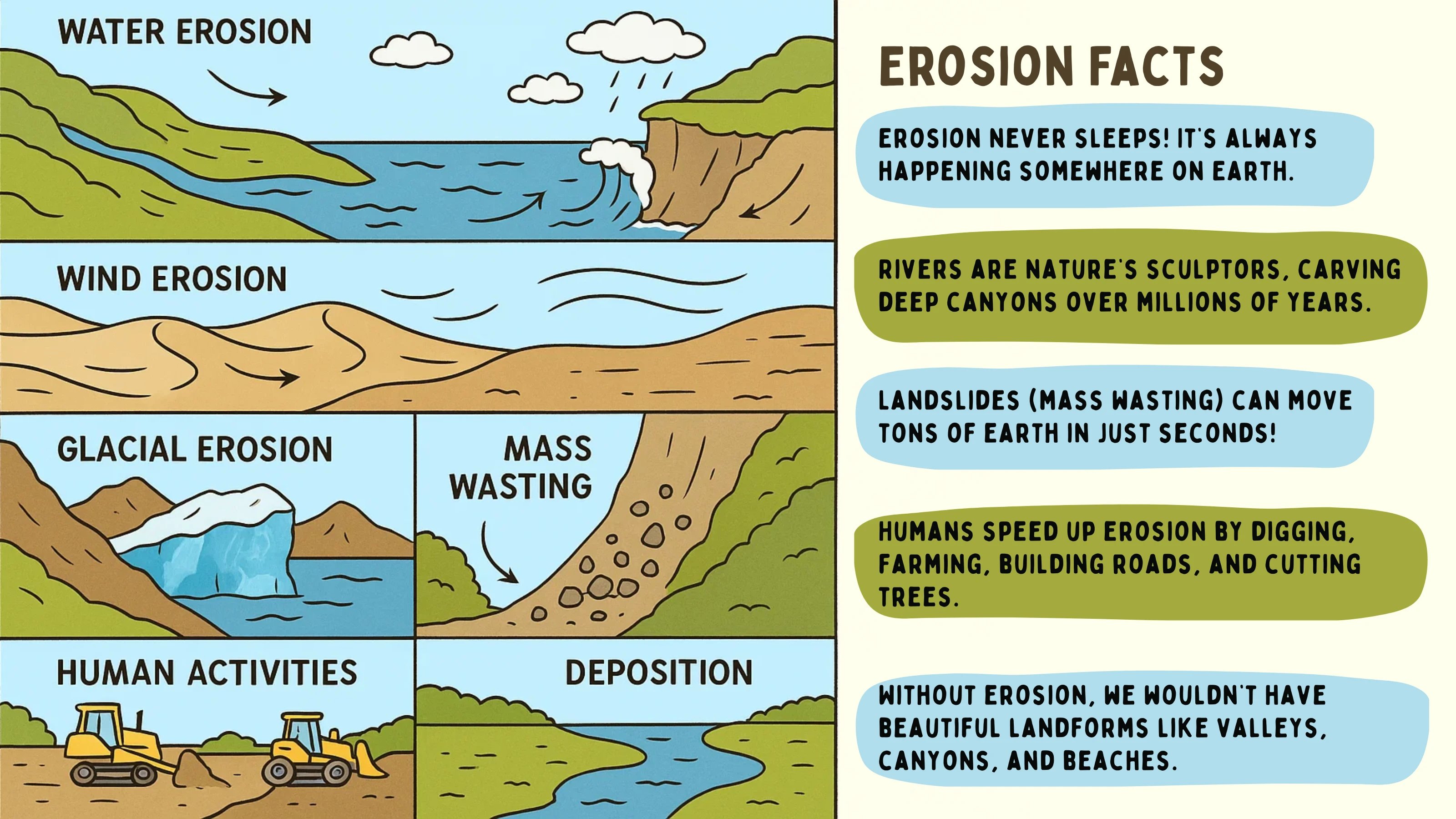 Erosion by Different Forces Diagram
