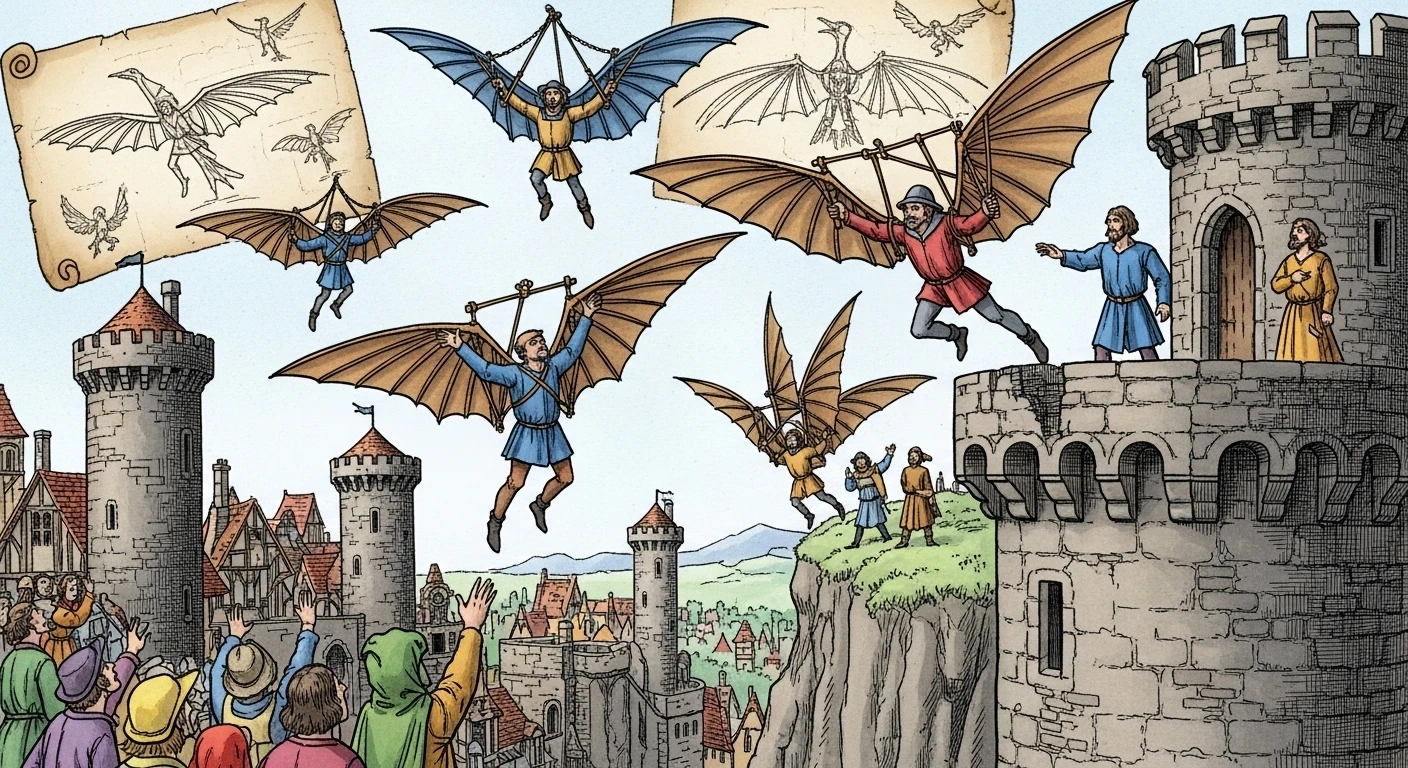 People trying to fly with homemade wings