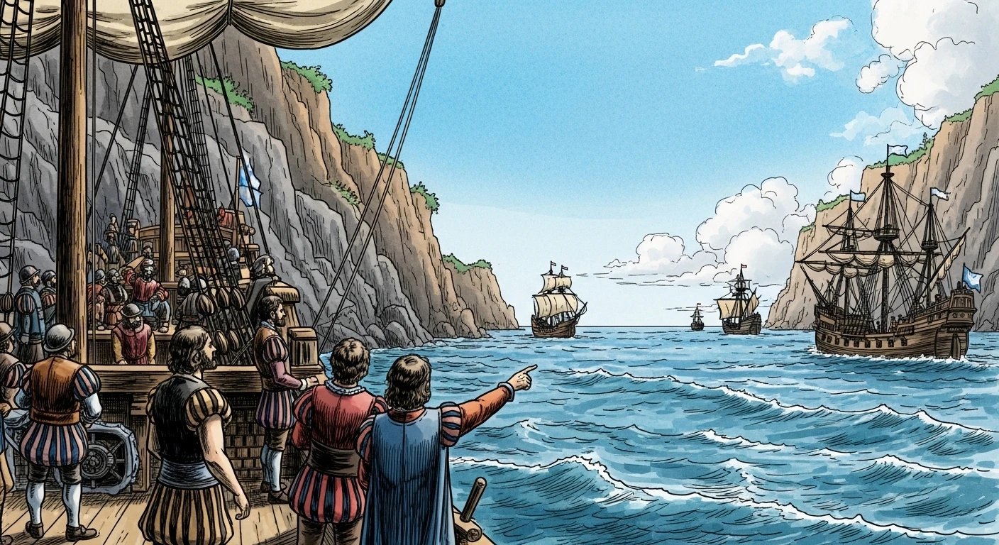 Magellan discovering the Pacific Ocean